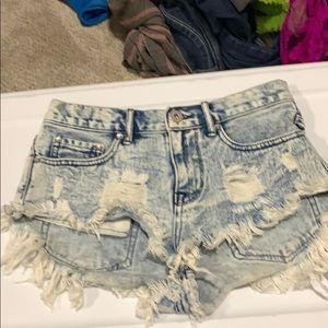 Light Wash American Flag Shorts